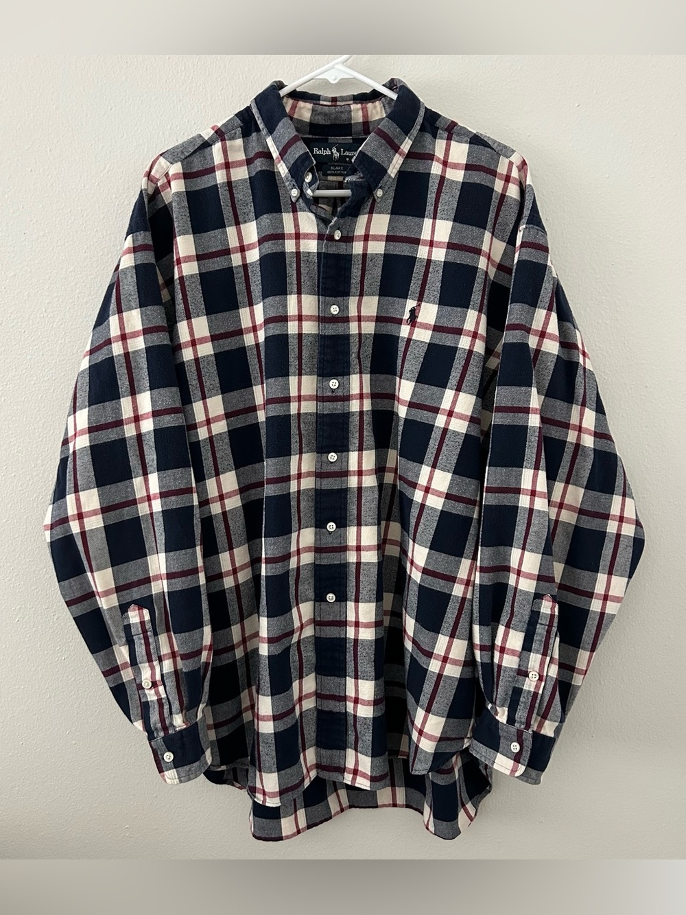 VTG Ralph Lauren 100% Cotton Blake Button Up Plaid Flannel Shirt Men’s XXL 90s